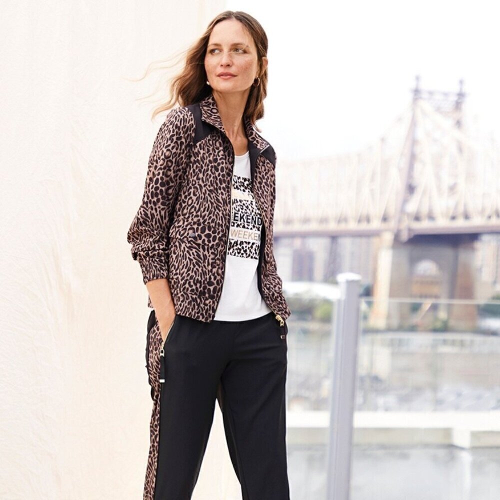 Chico's Zenergy Cheetah-Print Zip Athletic Jacket Size 1 (Us 8-10)